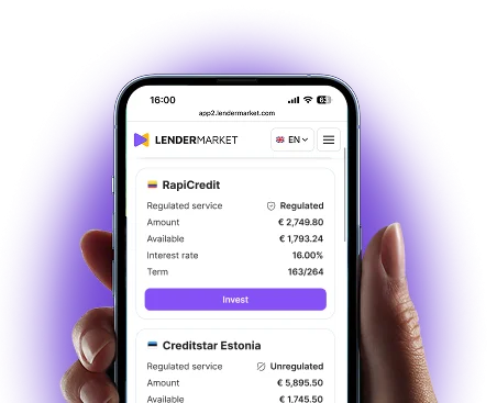 Smartphone with the Lendermarket app